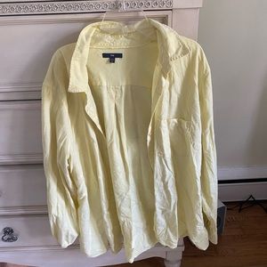 Vintage light yellow linen button up